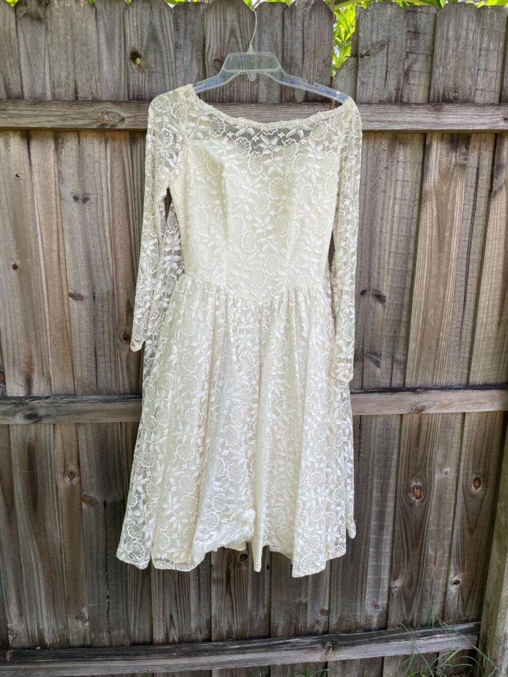 Vintage 1950s lace wedding dress ivory tea length bridal gown